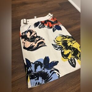 Maeve Anthropologie Floral Midi Skirt Size 0 Buckle Waist
